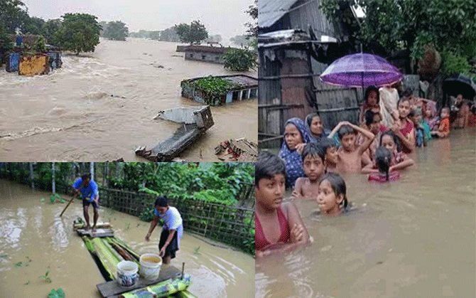 ভয়াবহ বন্যায় ভাসছে অসম, ত্রিপুরা, বাংলাদেশ। অসমে মৃত্যু বেড়ে ৭১। বেহাল অসমের মুখ্যমন্ত্রী ভোট প্রচারে ব্যস্ত আগরতলায়।