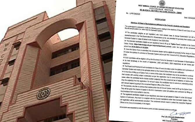 উচ্চ মাধ্যমিকের পুরনো পাঠক্রমে অকৃতকার্য হলে, সেমিস্টারে দেওয়া যাবে ফের পরীক্ষা, সিদ্ধান্ত শিক্ষা সংসদের