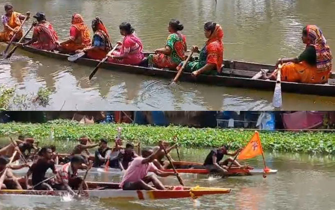 সীমান্তের বাংলানিতে ঐতিহ্যের নৌকা বাইচ উৎসব
