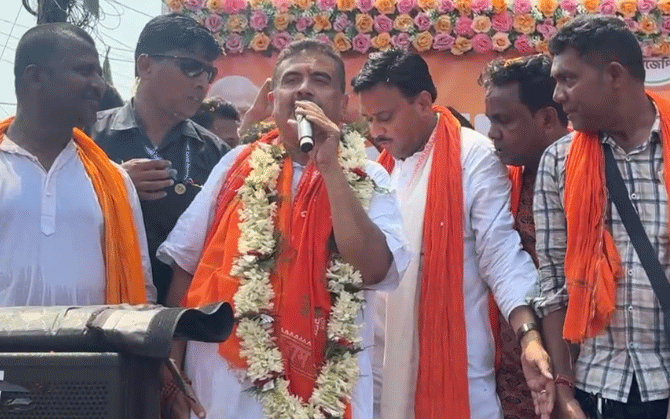 প্রচারের শেষ দিনে ফলতায় শুভেন্দু অধিকারীর রোড শো