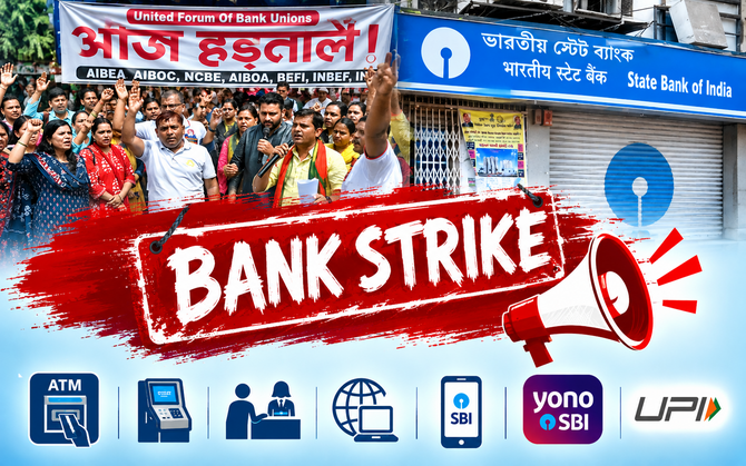 সেপ্টেম্বরের শেষ সপ্তাহে দেশজুড়ে ব্যাংক ধর্মঘট ! পরিষেবা বিঘ্নিত হবার আশঙ্কা